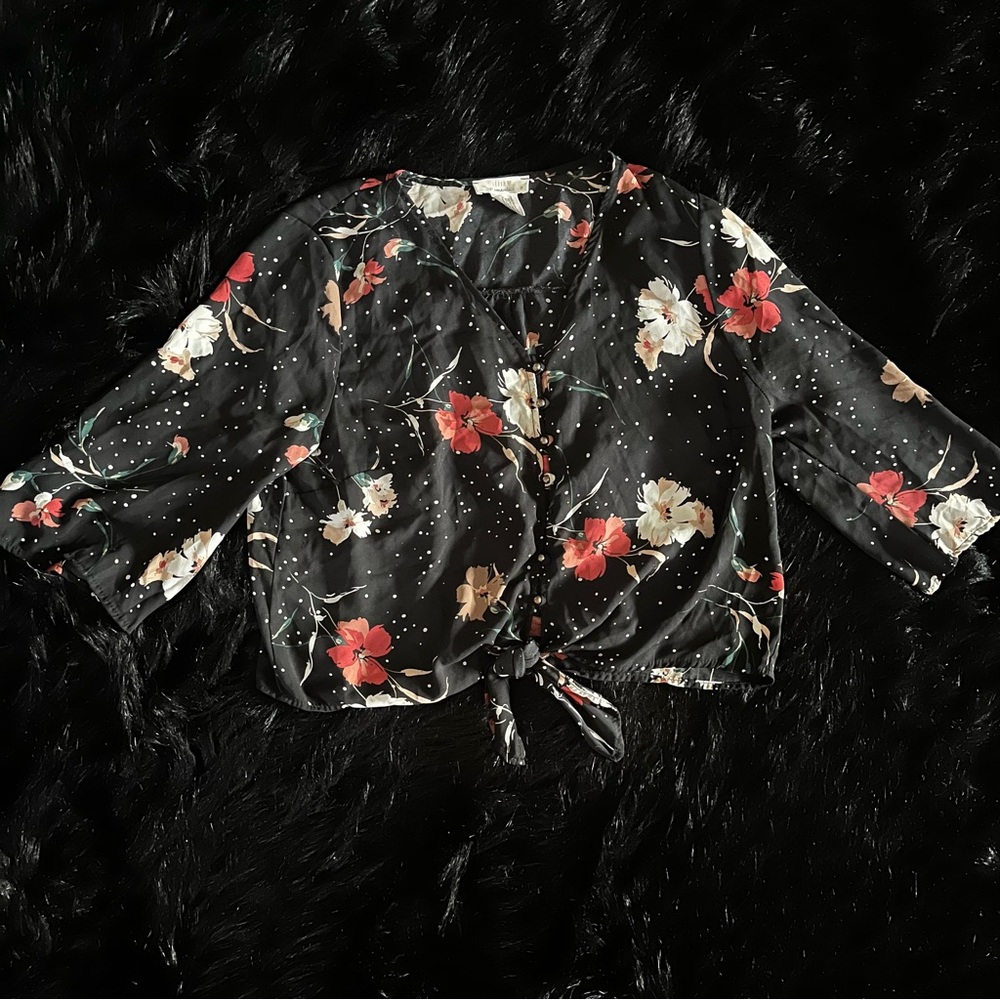 Floral Black Women's Top